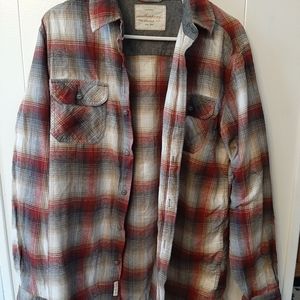 Mens red white and gray flannel